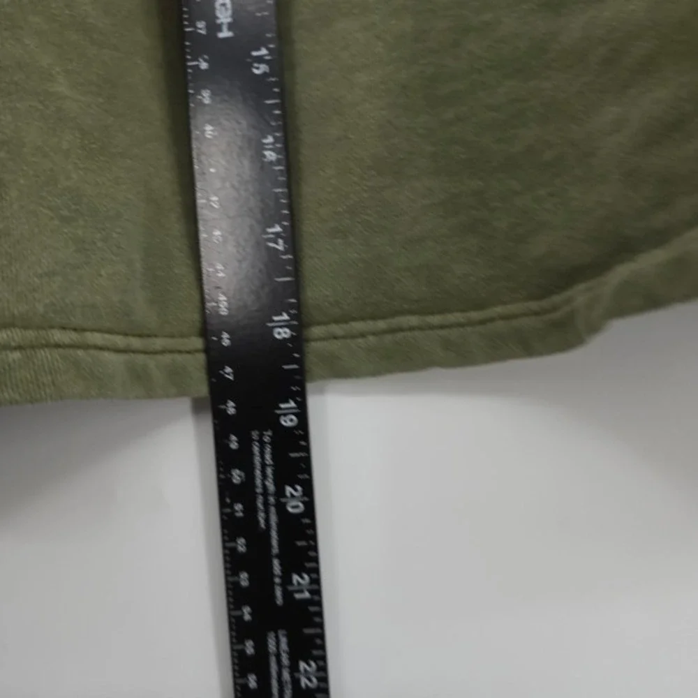 7 For All Mankind Olive Green Ruffle Long Sleeve Cropped Sweatshirt Large - Picture 8 of 10